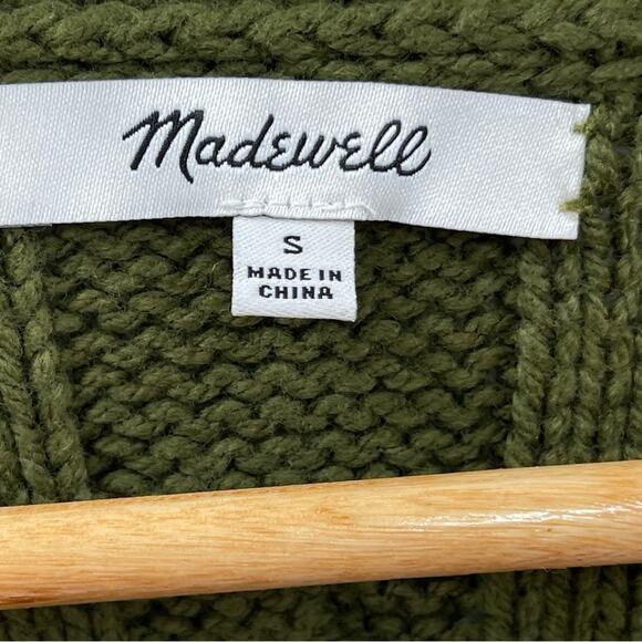 Madewell Cable-Knit V-Neck Crop Chunky Sweater in Loren Green Size Small 2023 - Picture 10 of 13
